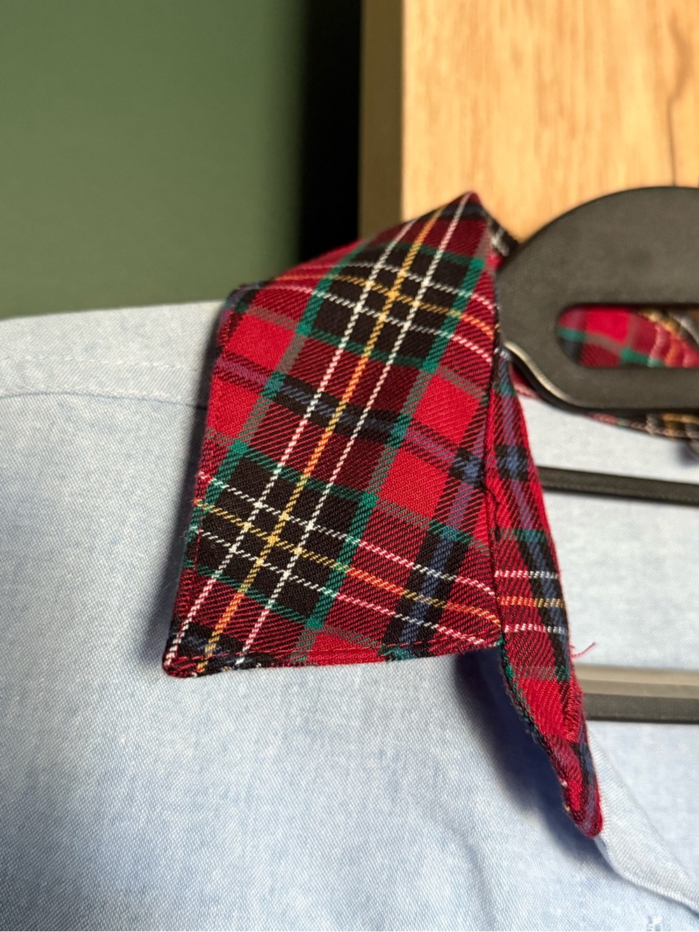 Vintage Light Blue Embroidered Button-Up Shirt - Plaid Collar - Picture 4 of 7